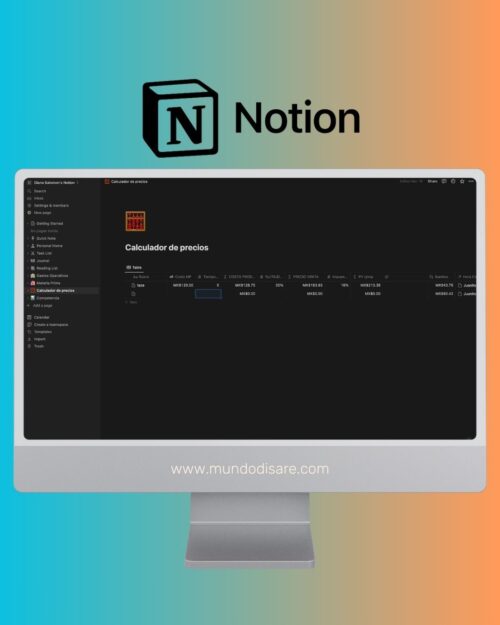 Calculadora de Precio Venta Unitario en Notion