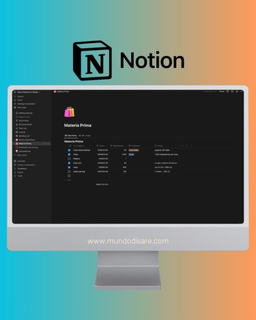 Calculadora de Precio Venta Unitario en Notion - Imagen 2