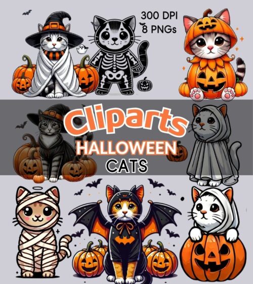 Gatos Halloween Cliparts