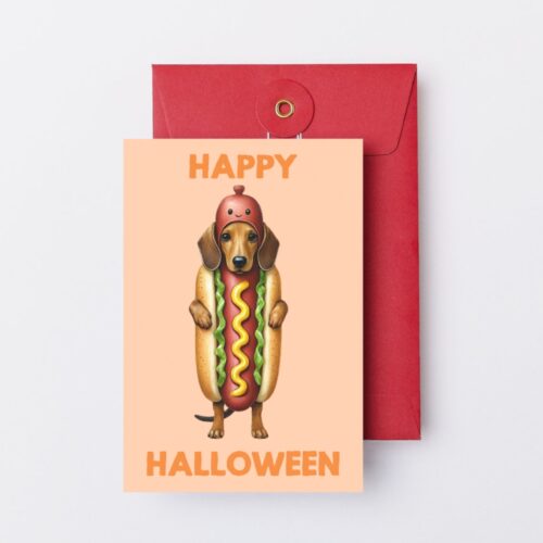 Tarjeta imprimible de Halloween Mascotas