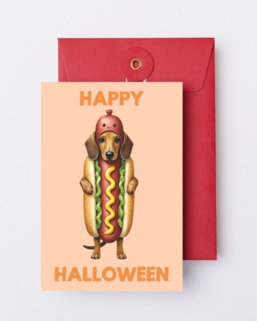 Tarjeta imprimible de Halloween Mascotas