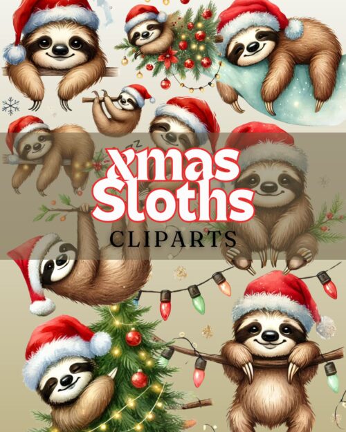 Perezosos Navideños Cliparts