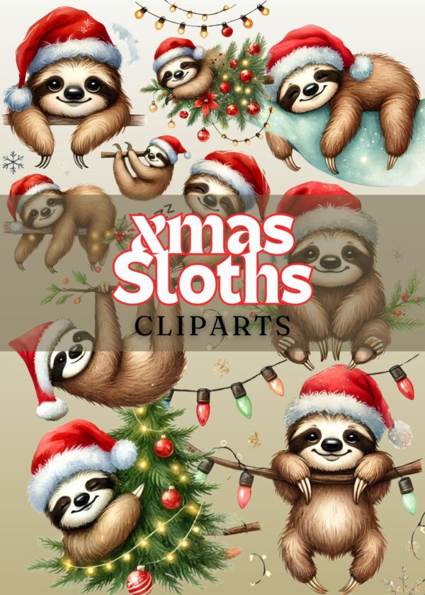 Perezosos Navideños Cliparts